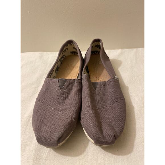 Toms Alpargata Women's‎ Size 7 Slip On Canvas Flats Shoes Gray Beige - Picture 2 of 7